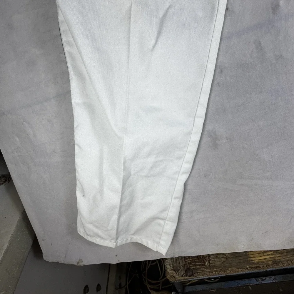 Dickies Track Pants Men 34W White Regular Fit Flat Front Elastic Waisted Pull On